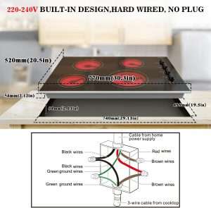Hardwired Electric Cooktop 220-240V
