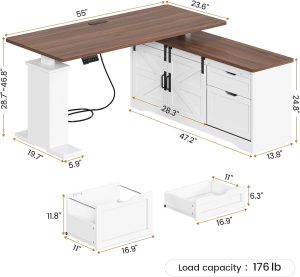 Height adjustable corner desk