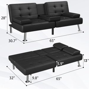 Folding futon sofa set