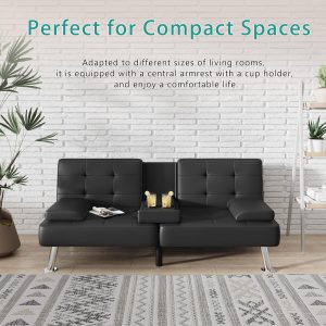 Sofa bed with cup holders