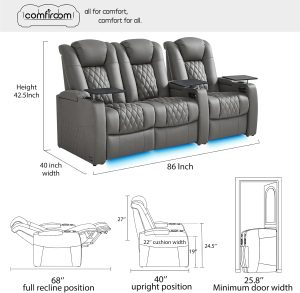 Dual power recliner sofa