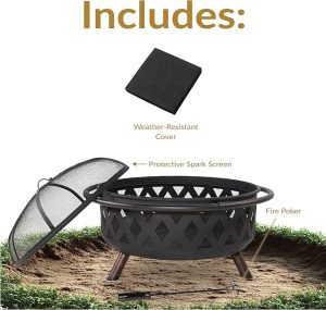 fire pit with cover poker